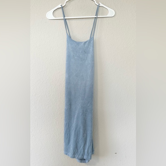 Light Blue Suede Mini Dress - Picture 3 of 8
